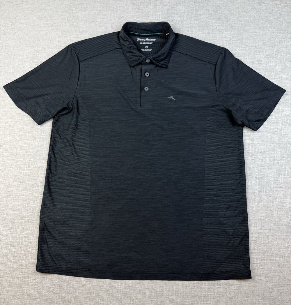 Tommy Bahama IslandZone Polo Men’s L Black Performance Golf Recycled Polyester